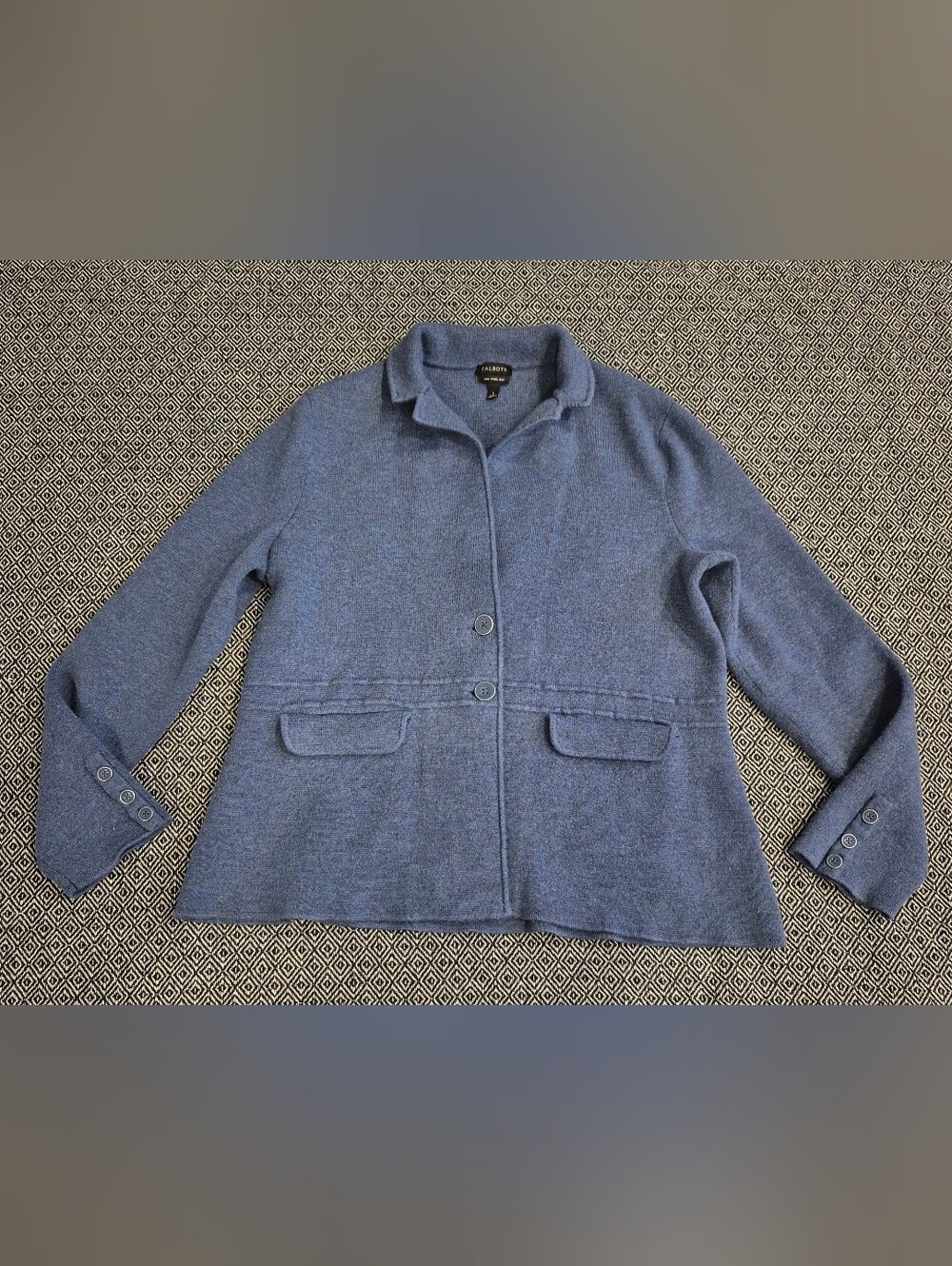 Talbots Pure Merino Wool Blue Sweater Size Large